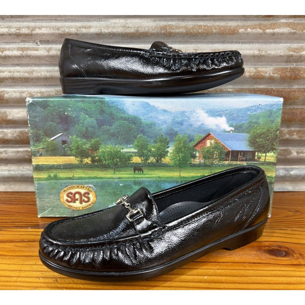 SAS Metro-P  Black Patent Classic Slip On Loafer Women Size 7.5N
